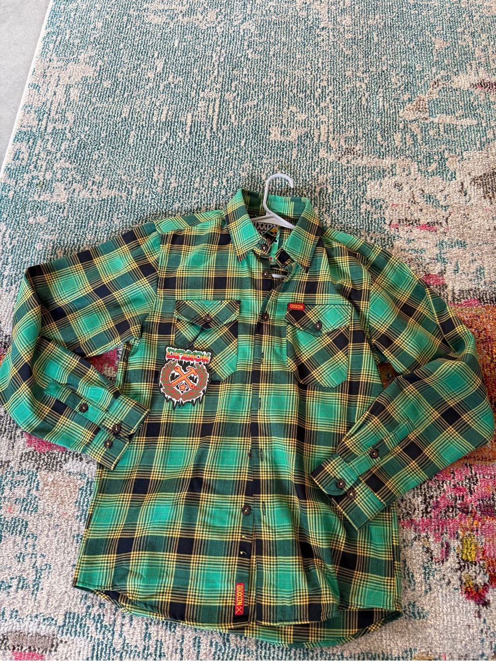 DIXXON Men's Limited Edition Cool Runnings Green and Yellow Plaid Flannel Shirt - Picture 2 of 8